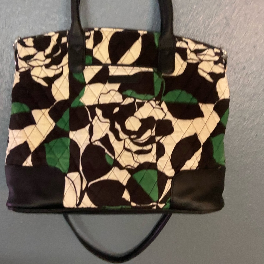 Vera Bradley Black and Green Shoulder Bag with Adjustable Strap